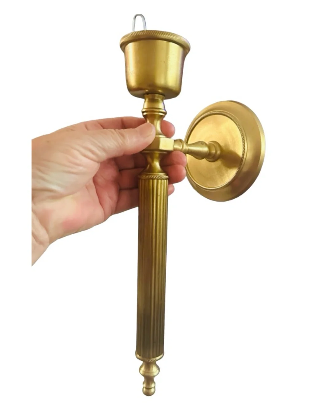 Vintage Solid Brass Wall Sconce Candle Holder 12” (pair of 2) Regency Style